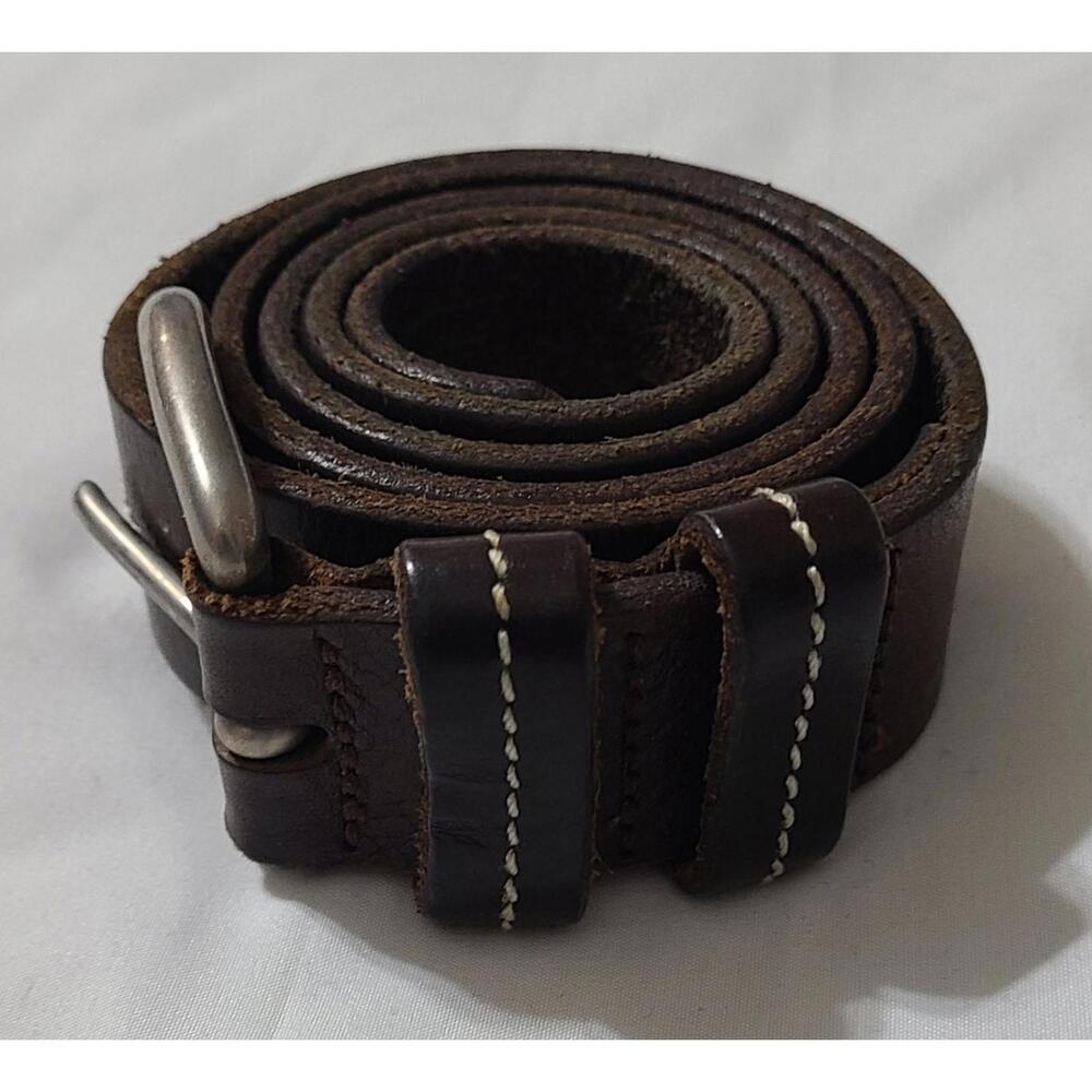 Vtg GAP Leather Belt Solid Brass Buckle Mens Size 34 Brown Work Heritage England